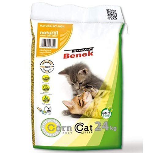 Click to open expanded view Super Benek 100% Natural Clumping Corn Cat Natural Clumping Litter - 24KG